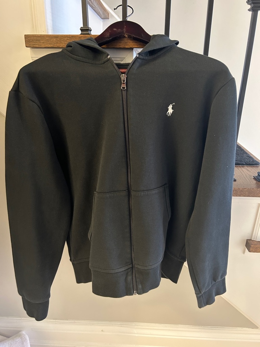 Ralph Lauren Black Full-Zip Hoodie with White Pony